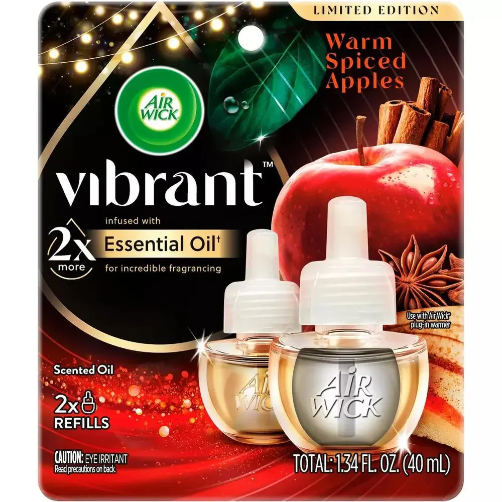 Air Wick Scented Oil Air Freshener Spiced Apples - 1.34 fl oz 2X Refills NEW